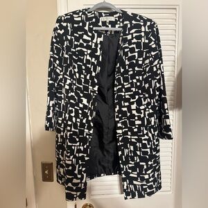 Kasper Black and White Abstract Blazer